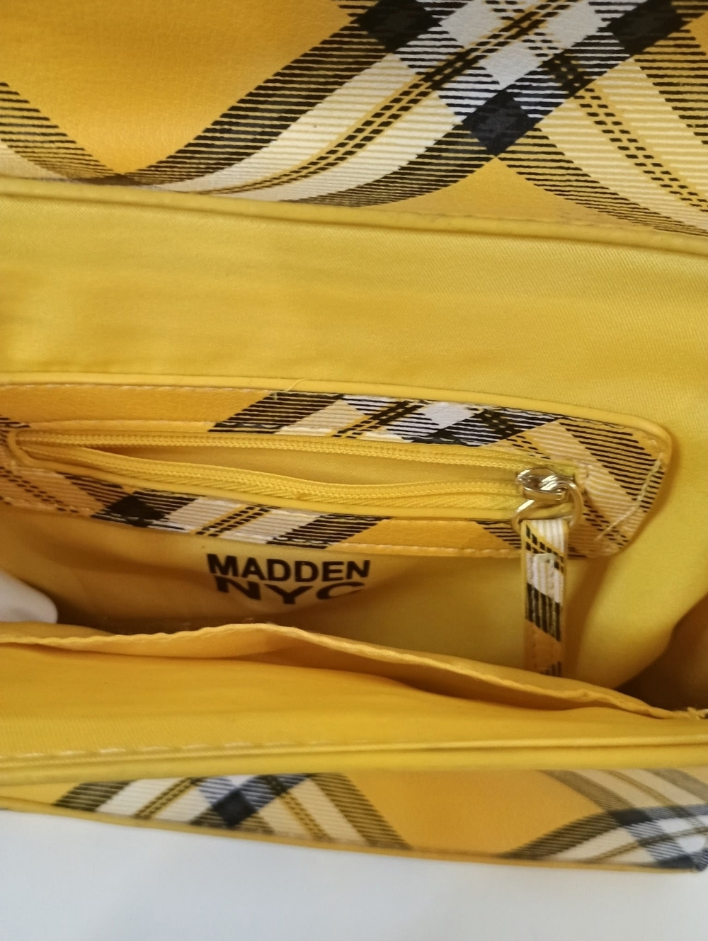 Steve Madden Yellow Plaid Mini Crossbody Bag with Chain Strap - Picture 8 of 8